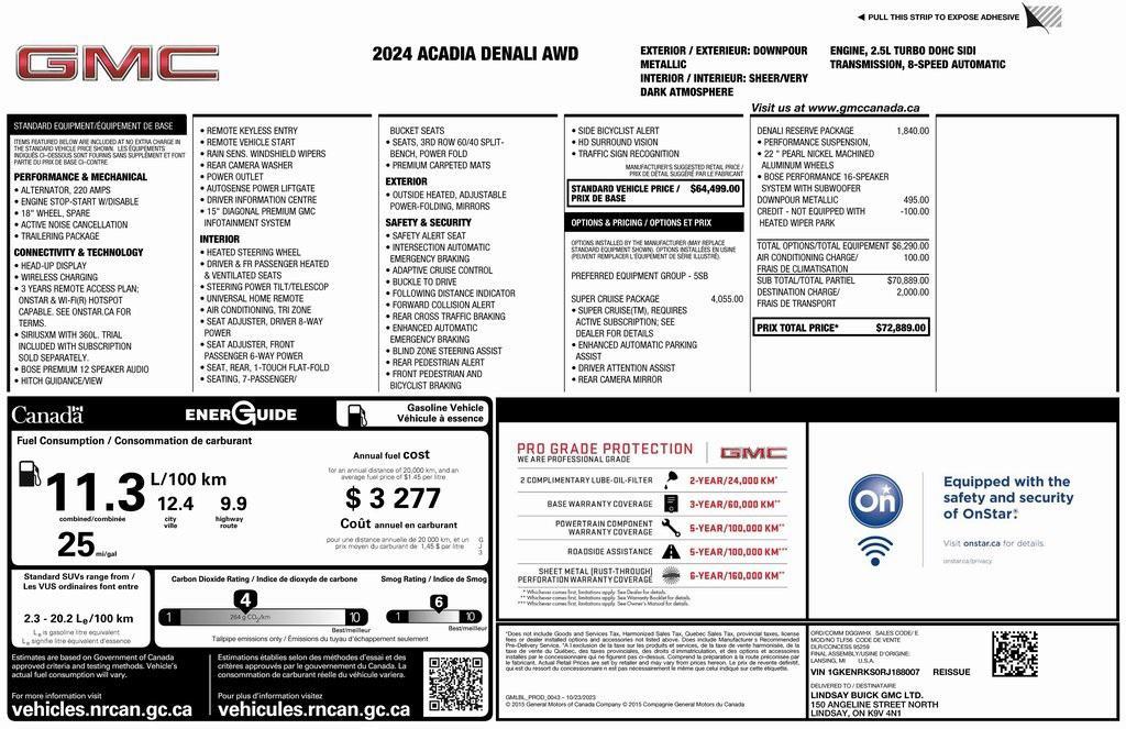 used 2024 GMC Acadia car, priced at $53,920