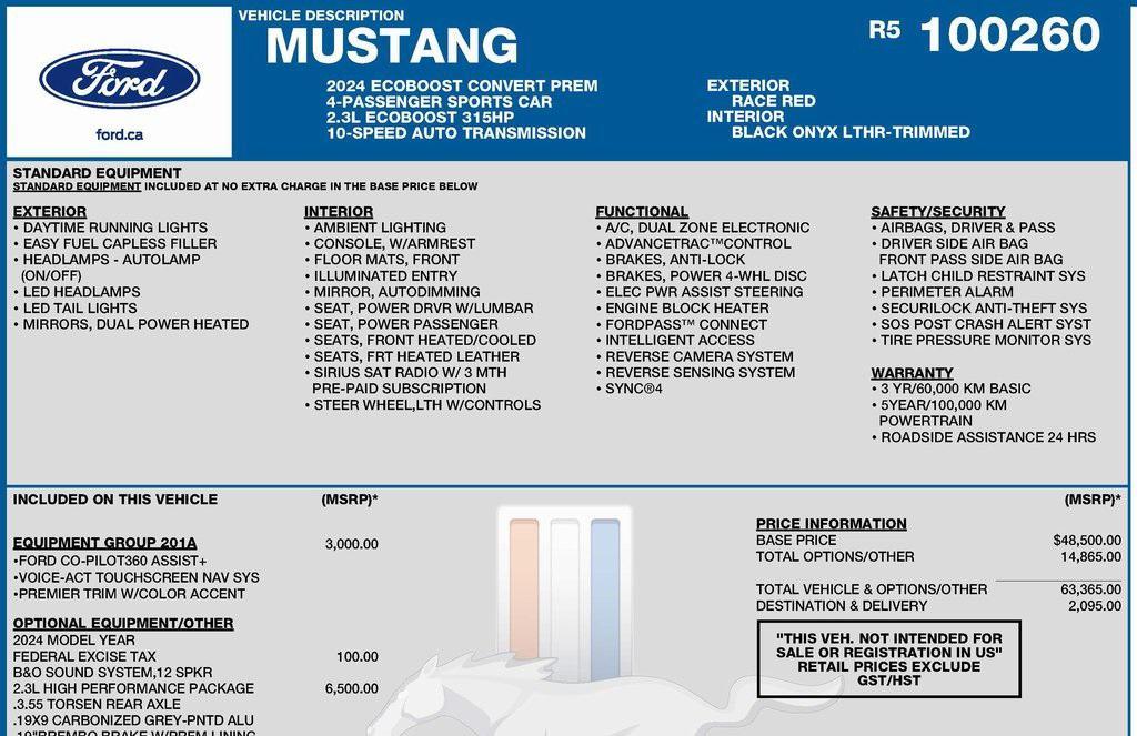 used 2024 Ford Mustang car, priced at $39,999