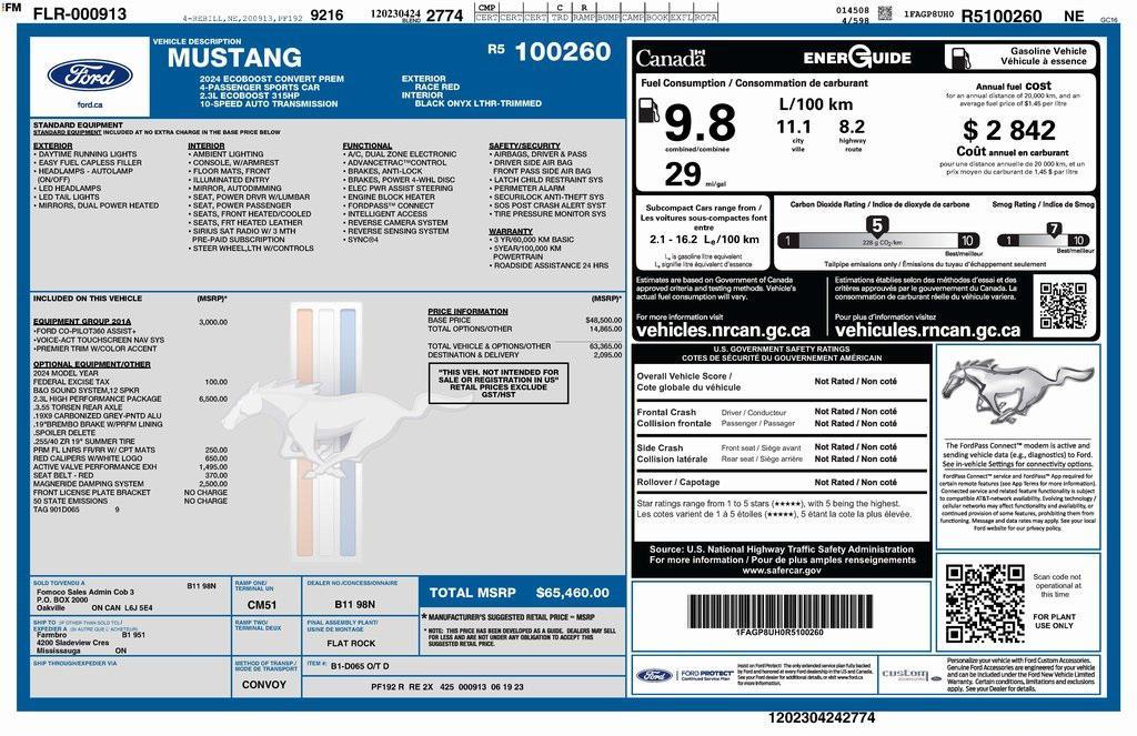 used 2024 Ford Mustang car, priced at $39,999