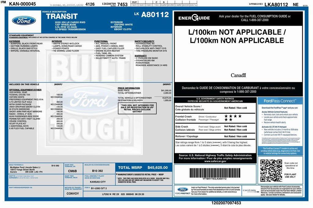 used 2020 Ford Transit-250 car, priced at $28,954