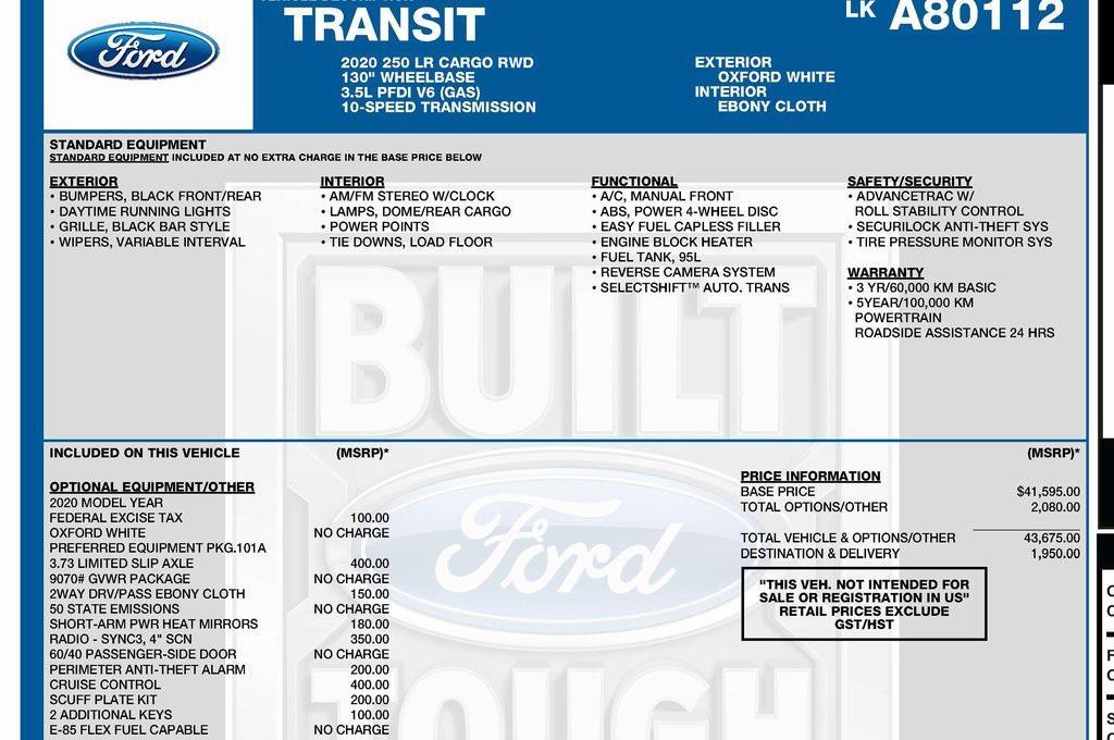 used 2020 Ford Transit-250 car, priced at $28,954