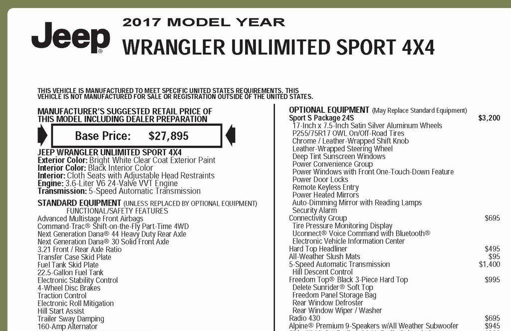 used 2017 Jeep Wrangler Unlimited car, priced at $21,859
