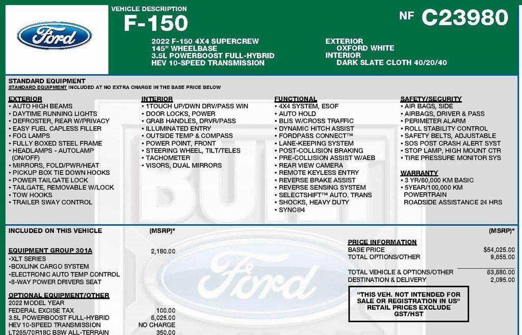 used 2022 Ford F-150 car, priced at $39,935