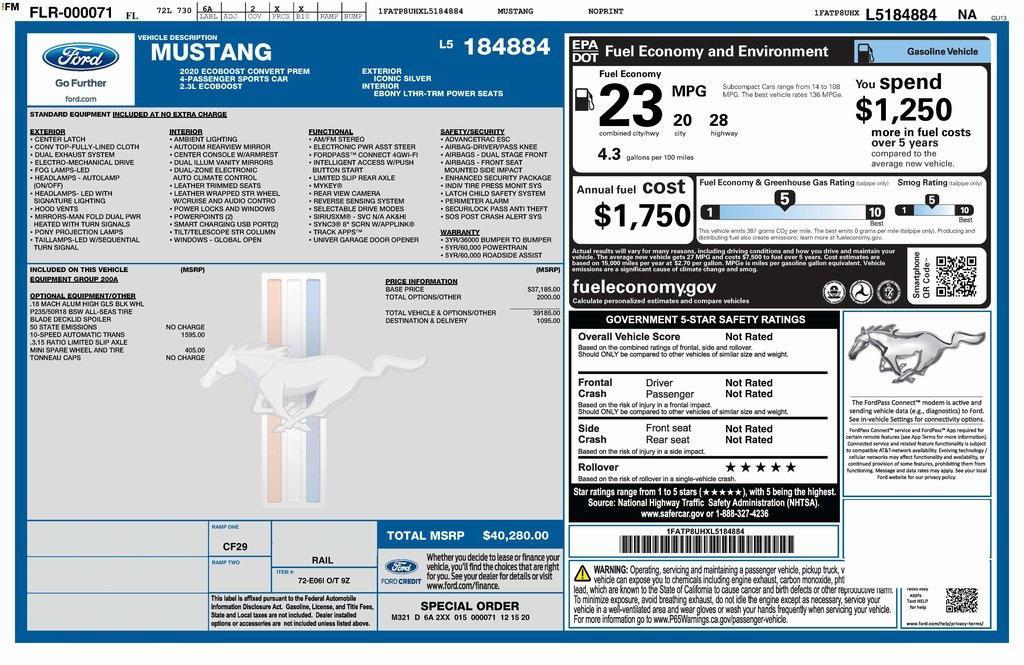 used 2020 Ford Mustang car, priced at $18,849
