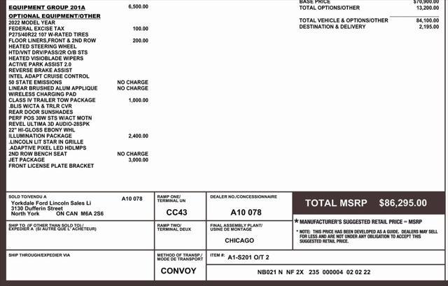 used 2022 Lincoln Aviator car, priced at $49,912