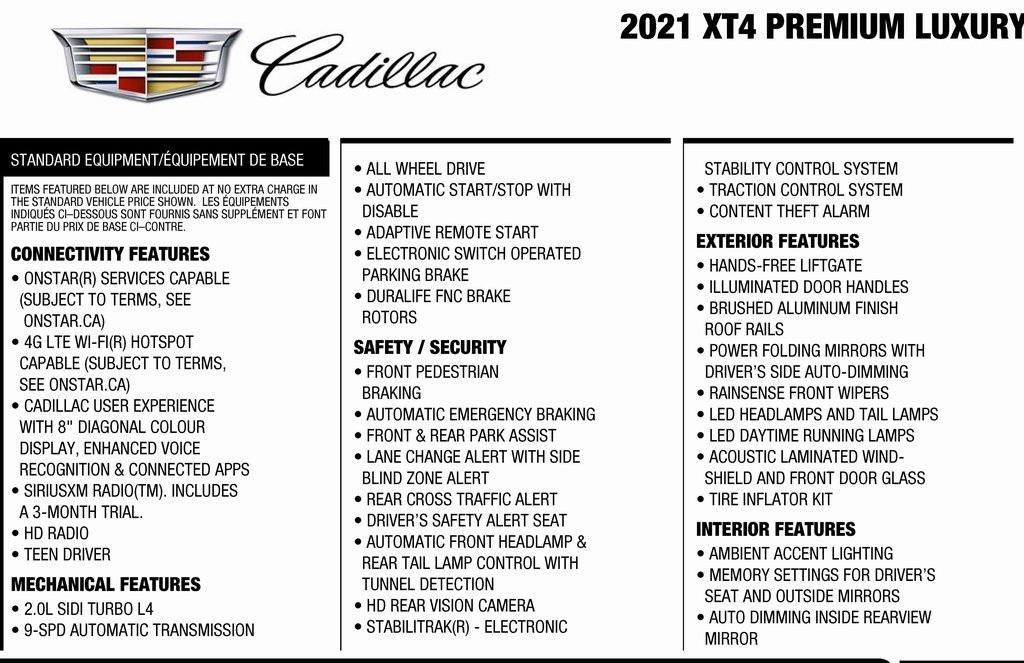 used 2021 Cadillac XT4 car, priced at $29,920