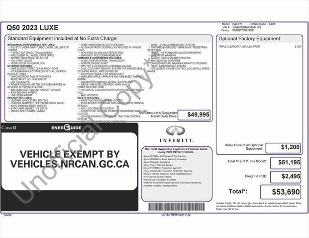 used 2023 INFINITI Q50 car, priced at $30,929