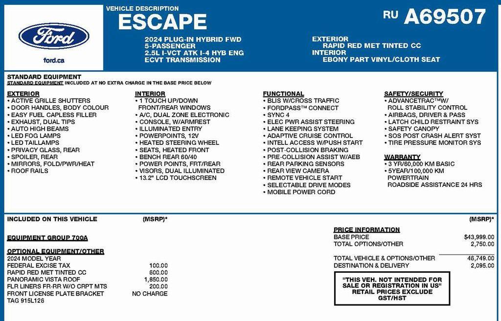 used 2024 Ford Escape PHEV car, priced at $22,799