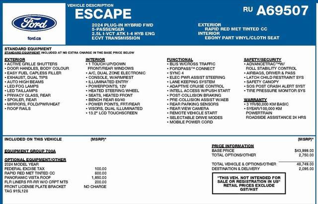 used 2024 Ford Escape PHEV car, priced at $28,922