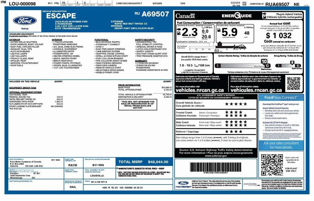 used 2024 Ford Escape PHEV car, priced at $22,799