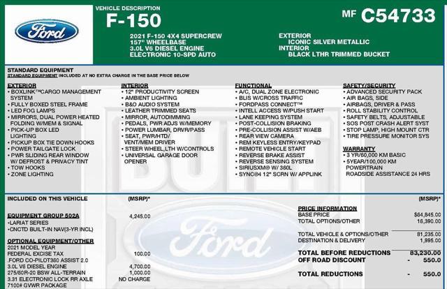 used 2021 Ford F-150 car, priced at $44,729