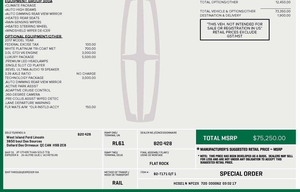 used 2017 Lincoln Continental car, priced at $21,929