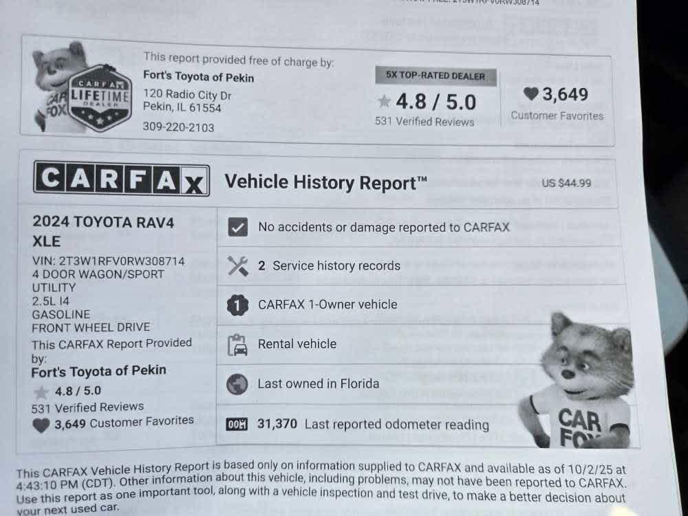 used 2024 Toyota RAV4 car, priced at $28,750