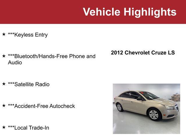 used 2012 Chevrolet Cruze car, priced at $4,750