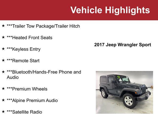 used 2017 Jeep Wrangler car, priced at $20,500