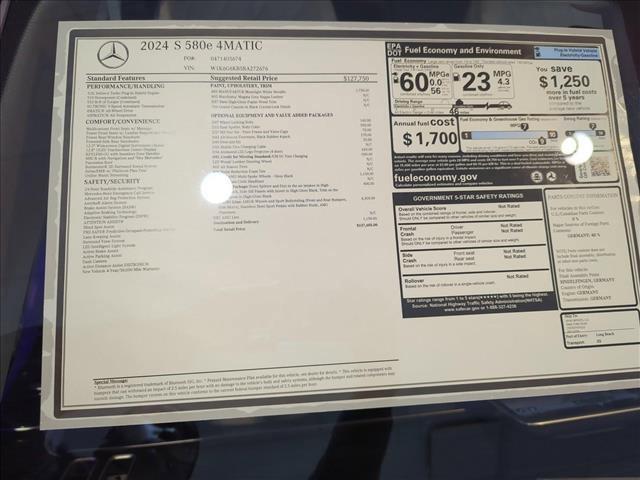 new 2024 Mercedes-Benz S-Class car, priced at $137,605