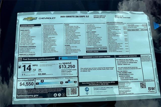 new 2025 Chevrolet Corvette car, priced at $138,000
