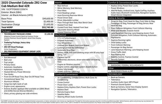 new 2025 Chevrolet Colorado car, priced at $51,593