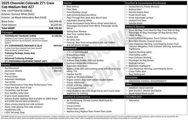 new 2025 Chevrolet Colorado car, priced at $49,815