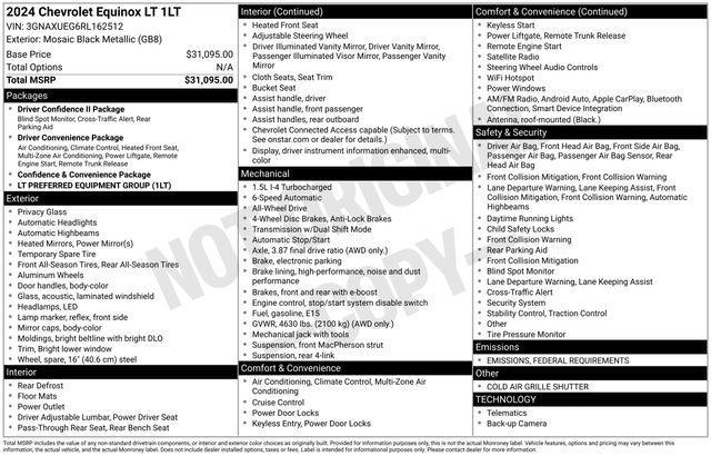 used 2024 Chevrolet Equinox car, priced at $23,802
