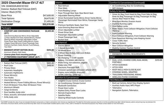 new 2025 Chevrolet Blazer EV car, priced at $44,770