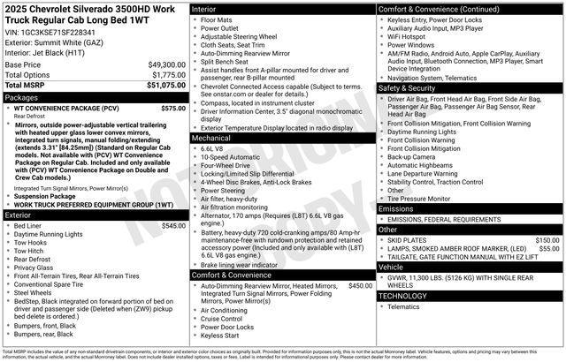 new 2025 Chevrolet Silverado 3500 car, priced at $53,070