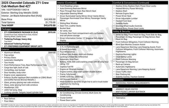 new 2025 Chevrolet Colorado car, priced at $47,165
