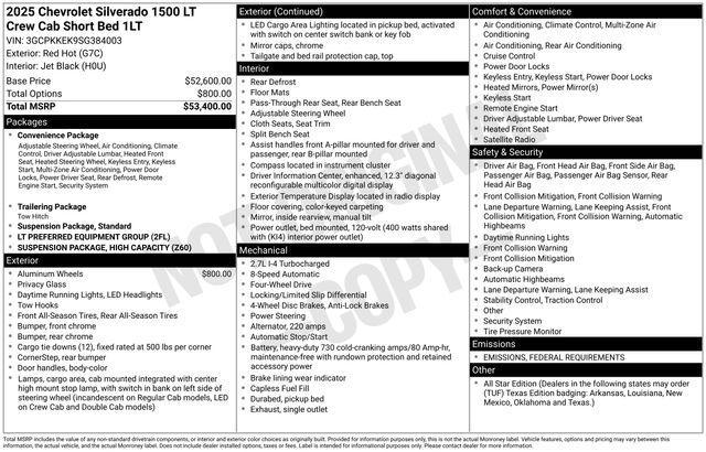 new 2025 Chevrolet Silverado 1500 car, priced at $55,595