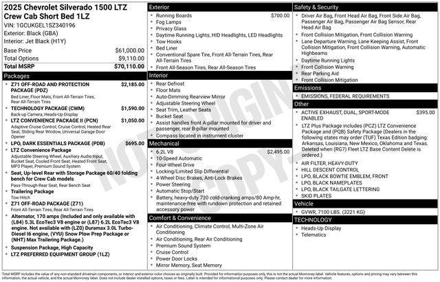 new 2025 Chevrolet Silverado 1500 car, priced at $71,605