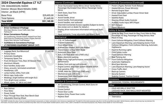 used 2024 Chevrolet Equinox car, priced at $24,303