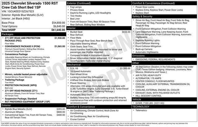new 2025 Chevrolet Silverado 1500 car, priced at $63,135