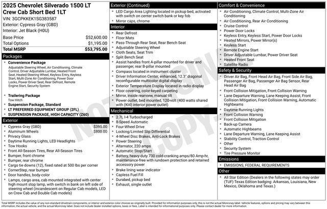 new 2025 Chevrolet Silverado 1500 car, priced at $55,990