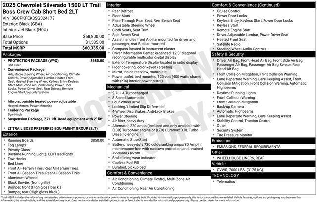 new 2025 Chevrolet Silverado 1500 car, priced at $61,180