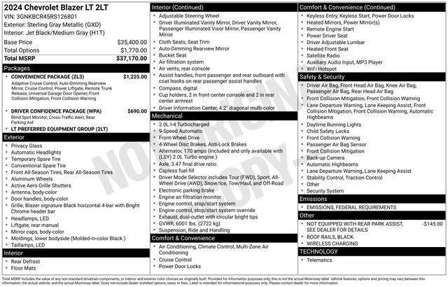 used 2024 Chevrolet Blazer car, priced at $27,907