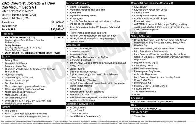 new 2025 Chevrolet Colorado car, priced at $34,640