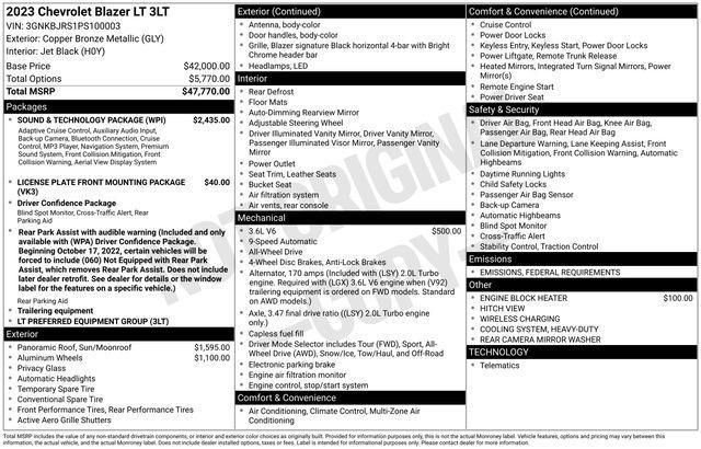 used 2023 Chevrolet Blazer car, priced at $37,300