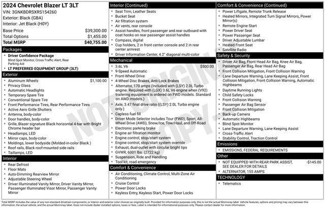 used 2024 Chevrolet Blazer car, priced at $31,317