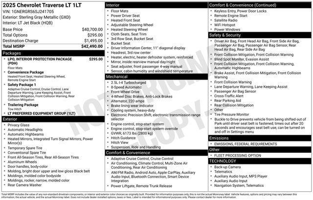 new 2025 Chevrolet Traverse car, priced at $40,245