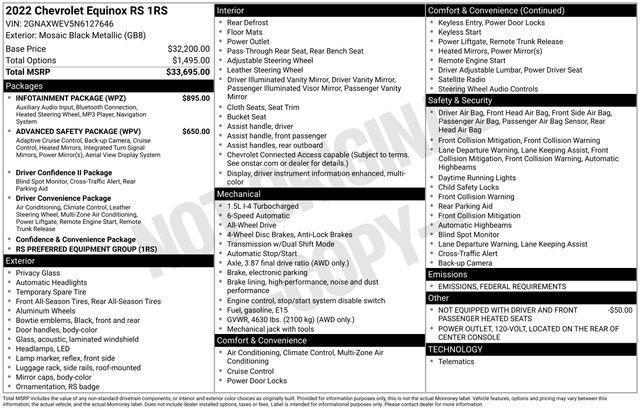used 2022 Chevrolet Equinox car