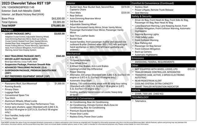 used 2023 Chevrolet Tahoe car, priced at $59,875