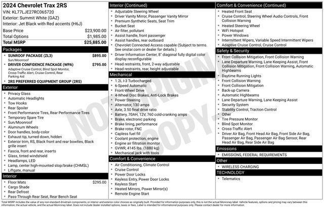 used 2024 Chevrolet Trax car, priced at $23,665