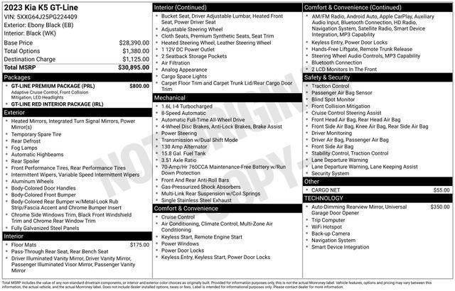 used 2023 Kia K5 car, priced at $24,611