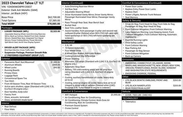 used 2023 Chevrolet Tahoe car, priced at $51,792