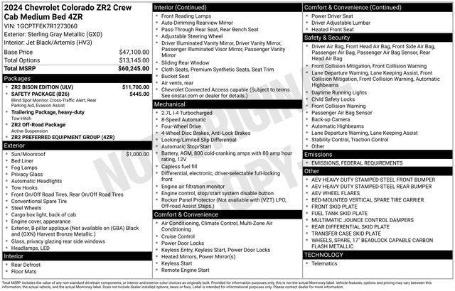 new 2024 Chevrolet Colorado car, priced at $61,840