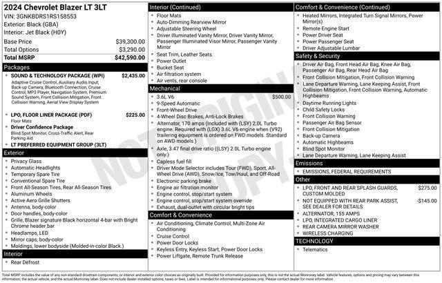 used 2024 Chevrolet Blazer car, priced at $31,200