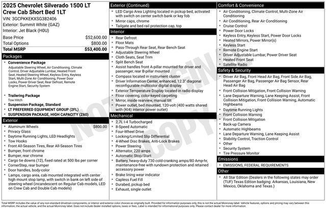 new 2025 Chevrolet Silverado 1500 car, priced at $55,595