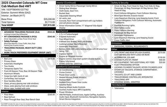 new 2025 Chevrolet Colorado car, priced at $39,495