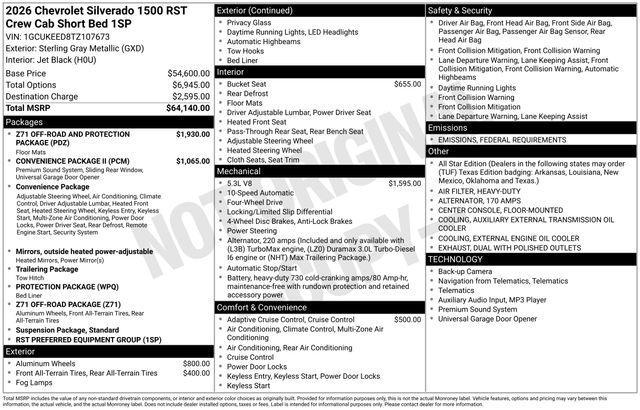 new 2026 Chevrolet Silverado 1500 car, priced at $56,957