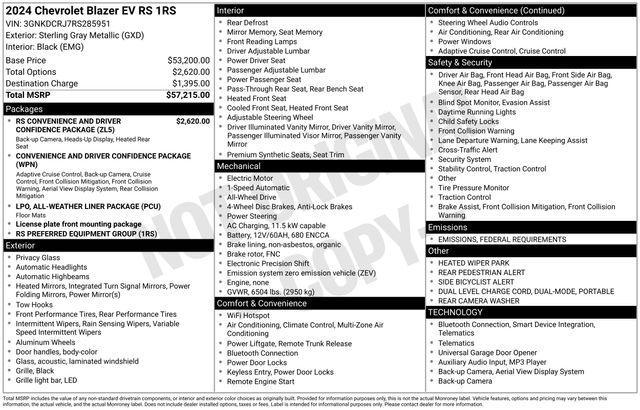 new 2024 Chevrolet Blazer EV car, priced at $47,814