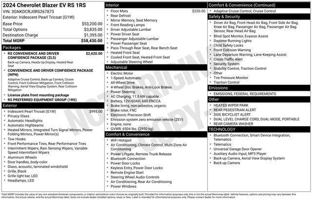 new 2024 Chevrolet Blazer EV car, priced at $50,310